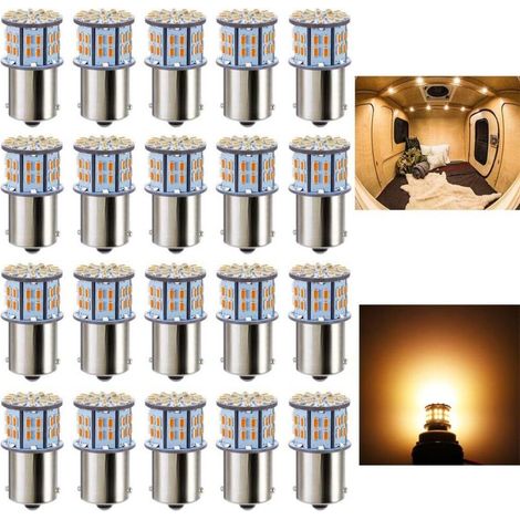 Pack of 20 warm white BA15S LED bulbs (references 1156, 1141, 1003 and 7506), ultra-bright, replacement bulbs for interior lighting in motorhomes, trailers, boats and boat lockers. (1/5)