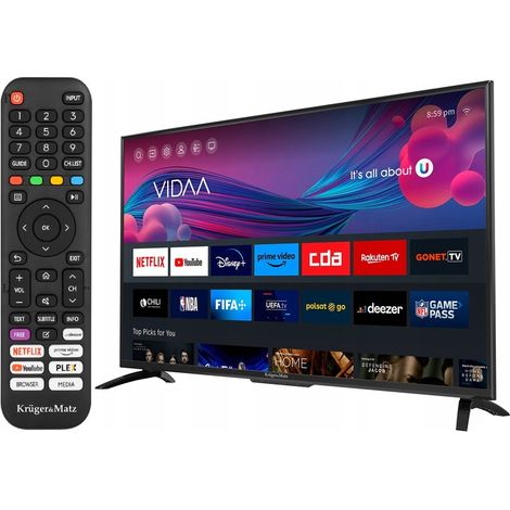KRUGER DVB-T2 HEVC FHD 40'' SMART TV VIDAA TV