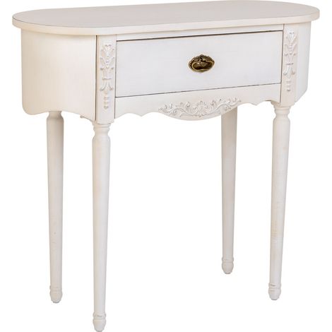 Recibidor de madera lacado envejecido, 1 cajón 88x36x80h cm - Blanco (1/5)