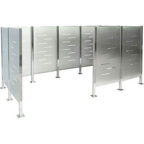 Abri de poubelles extérieur conteneurs à ordures ancrages au sol 151x326x166 Métal en acier inoxydable 040003712