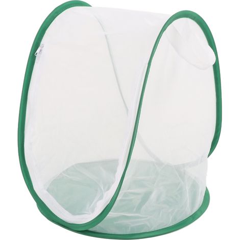 Grande cage à insectes verte en filet, pliable, avec poignée, pour papillons, idéale pour l'observation et le nourrissage des insectes. (1/5)