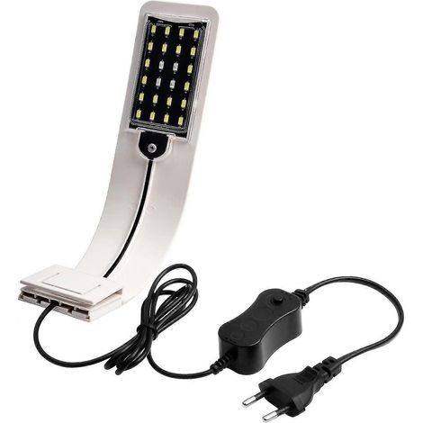 Lampe LED pour aquarium à pince, ultra-mince, avec lumière blanche et bleue, 24 LED. (1/5)