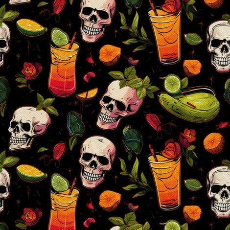 Tela Oxford decorativa para exteriores - Motivo de calavera I DX4982 (1/5)