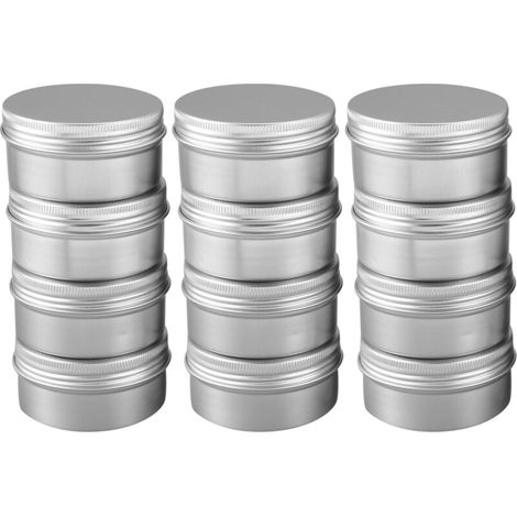 Paquet De 12 Boîtes 80 Ml Conteneurs Boîte À Thé En Aluminium Rangement Ronde Pour Baume Lèvres Métal Contenants Bocal Avec Bouchon Vis Lèvre
