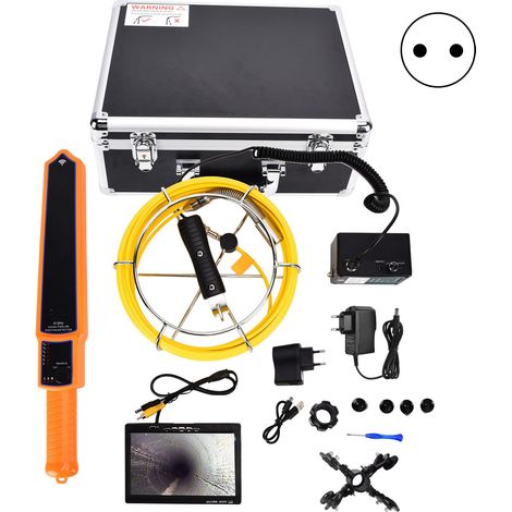 Caméra d'inspection de canalisation 17,8 cm LCD 512Hz avec endoscope industriel HD 12 LED, fiche UE 100-240V, câble 50m (164ft) (1/5)
