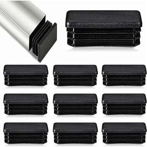 12pcs 80 x 40mm Rectangular Tube Cap, Metal Tube End Cap for Rattan Chairs and Furniture, (Black) MUMU (1/4)