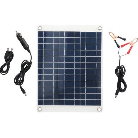 Robustes und empfindliches 15-W-Solarpanel, tragbares und praktisches Autobatterieladegerät, ideal für Reisen im Freien. 3 Anschlussmöglichkeiten. (1/5)