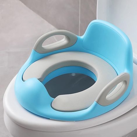 Siège de toilette pour enfant de 12 mois à 7 ans - Siège de toilette antidérapant - Poignée et protection anti-éclaboussures - Bleu (1/5)