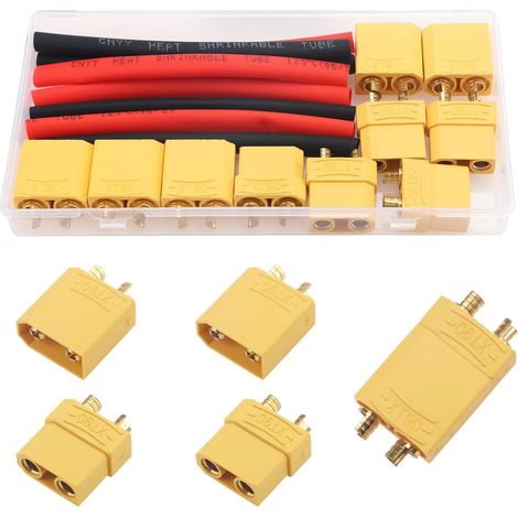 5 Paires XT90 Batterie Connecteur, XT90 Connecteur mâle et Femelle, avec Thermorétractable Tube, pour RC Lipo Battery (1/5)