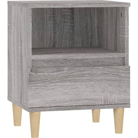 Comodino con vano e cassetto 40 x 35 x 50 cm MDF grigio DEC034619