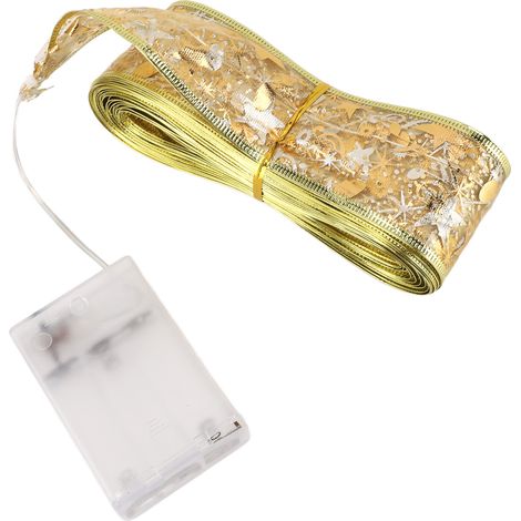 Guirlande lumineuse LED pour sapin de Noël, 10 m, 100 LED, fonctionne sur piles, avec ruban, décoration pour Noël, le Nouvel An, les mariages, dorée (1/5)