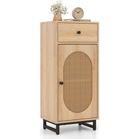 COSTWAY PE Rattan Storage Cabinet Floor Cabinet w/ Slide Out Drawer (1/5)