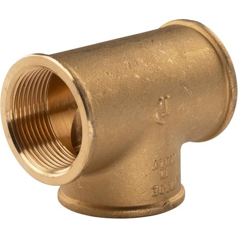 Messing Gewinde-Fitting T-Stück 1 1/4"IG - 1 1/4"IG - 1 1/4"IG (DN 32) - schwere Ausführung