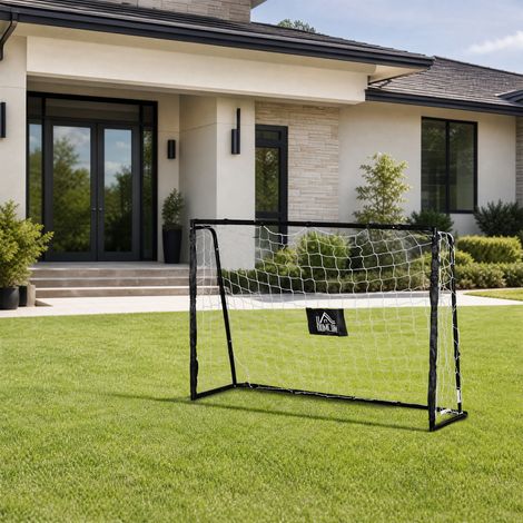 But de football cage de foot châssis métal filet PE piquets & outil inclus dim. 186L x 62l x 123H cm noir blanc (1/5)