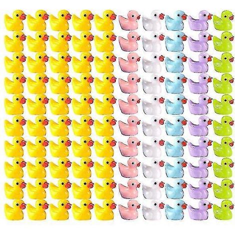 HONORNIC - Lot de 100 mini canards décoratifs, réalistes, résistants, en résine, mignons et adorables.
