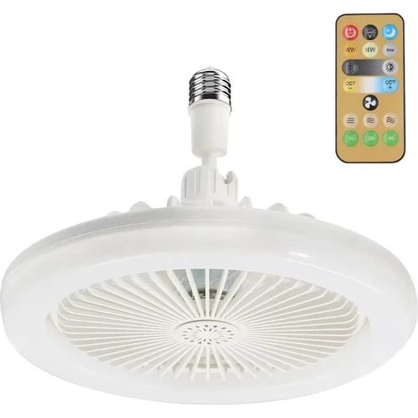 Runde Mini-Deckenleuchte mit intelligenter Fernbedienung, weißem Licht, E27-Fassung, moderner Ventilatorhalterung für Wohn- und Schlafzimmer (1/5)