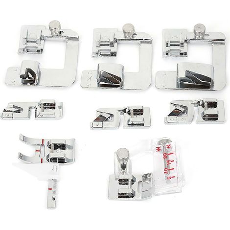 Lot de 8 pieds de biche pour machine à coudre, kit ourlet plat et accessoires divers (1/5)