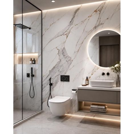 Panneau PVC Marbre Blanc Veines Dorées (1/3)