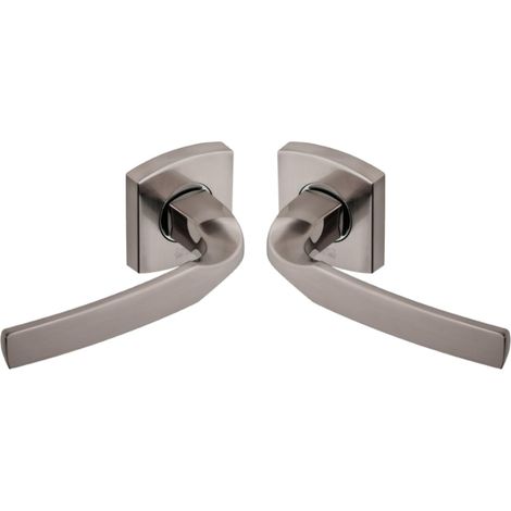 Poignée de Porte ARTIS - Béquille et Rosace Carrée Solidarisées Bec de Cane - pour Portes Épaisseur 30 à 48mm - en Zamak - Carré 7mm - Sous-Rosace Comprise - Platine (1/4)