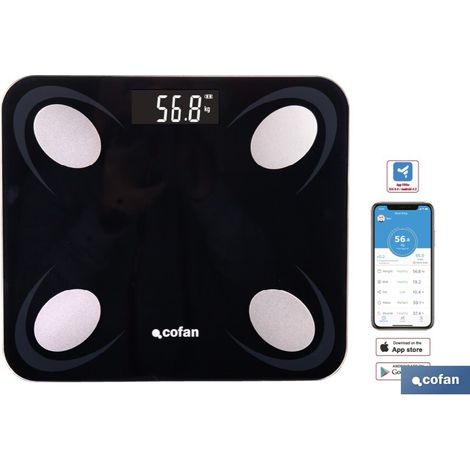 Báscula de baño digital con pantalla LCD y conectividad Bluetooth a aplicación móvil (peso máximo de 180kg) (1/4)