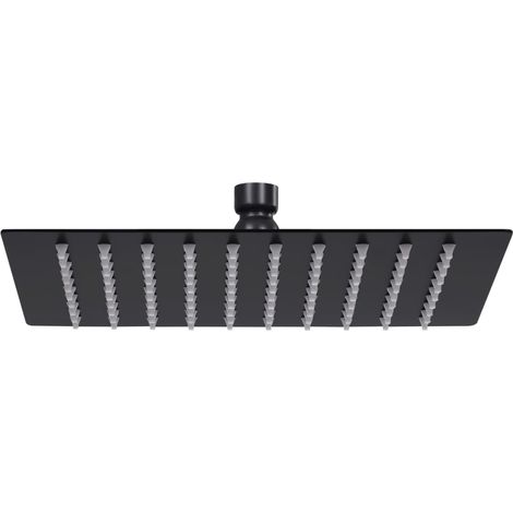 Pomme de douche pluie pulvérisateur pommeau de douche tête de douchette accessoire de salle de bain acier inoxydable 20 x 20 cm carrée noir