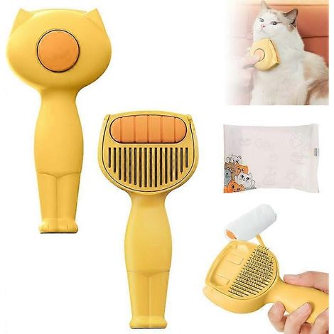 Brosse de nettoyage pour fourrure 4 en 1 universelle avec 100 lingettes humides, brosse autonettoyante multifonctionnelle pour chat, brosse pour fourrure de chat. (1/5)
