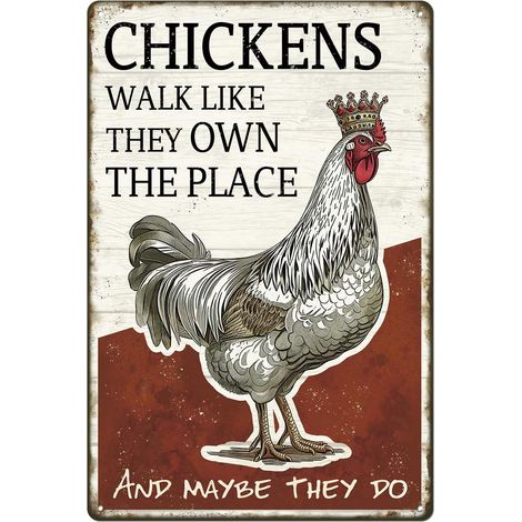Décoration de Plaque de Fer Métallique de Poulailler Vintagée, Art Murale de Plaque Drôle de Poulets Rustique de Maison de Ferme, 20x30 Cm, Cadeau Humoristique pour Maison, Cuisine, Ferme, Poulailler (1/5)