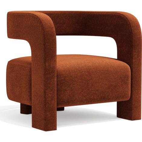 Fauteuil en velours chenillé terracotta PERLE