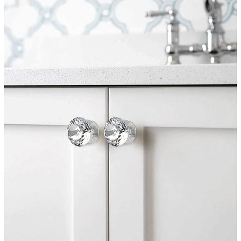 Lot de 4 boutons autocollants en cristal en aluminium Pour meubles Poignées autocollantes Pour armoire Porte coulissante Tiroir Poignées en cristal transparent Boutons de tiroir (1/3)