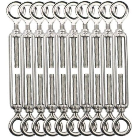 Tendeur Fil Acier Inoxydable 304 M5 Avec Crochets Pour Linge Câble Garde-Corps Lot 10 Pièces