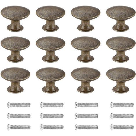Lot de 12 boutons de porte en laiton antique style vintage chic pour meubles de cuisine - 30 mm (1/5)