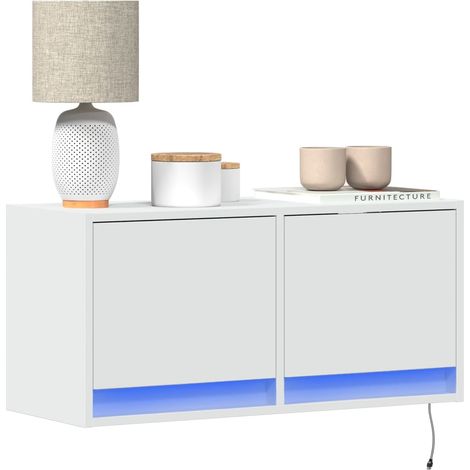 TV-Wandschrank mit LED-Beleuchtung Weiß 80x31x38 cm