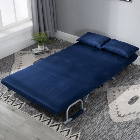 canapé-lit 2 places 111x80x78 cm bleu – dossier inclinable, sans matelas (1/5)