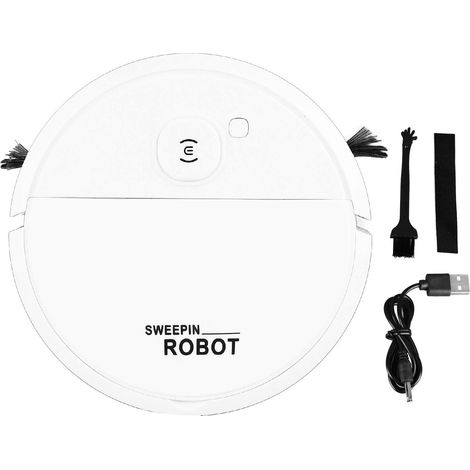 Ortviai Robot Aspirateur Intelligent avec Puissante Aspiration, Brosse Latérale et Filtre HEPA pour Poils d'Animaux et Sol Dur