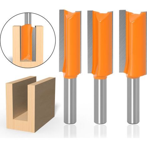 3Pcs Fraise droite de 8 mm Fraise à Bois Fraise Extra-longue Fraise à Raser Mèche Droite (1/5)