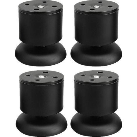 Set mit 4 schwarzen Möbelbeinen – 6 cm verstellbare Tischbeine aus Edelstahl mit Gummifüßen und Schrauben (1/4)