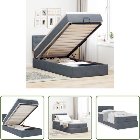 vidaXL Samt -  Ottoman-Bett mit Matratze Dunkelgrau 80x200 cm Samt (1/5)