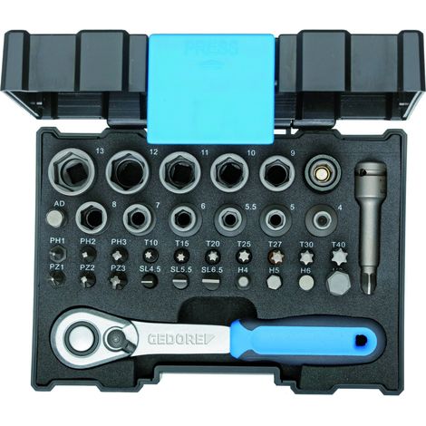 GEDORE 2998211 - Boîte de clés à douille à cliquet 1/4" 35 pcs , 666-U-20 (1/5)