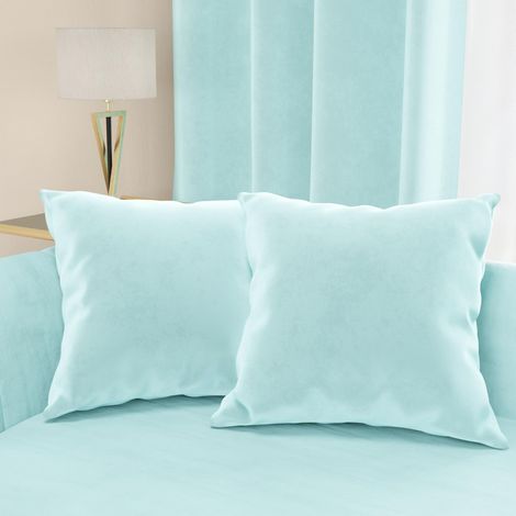 2 Coussins Canapé en Velours avec Remplissage, Housses de Coussin pour Chambre, Coussins Décoratifs en Velours avec Housse à Sac, Bleu Ciel 2 Pièces - 65x65 cm (1/4)
