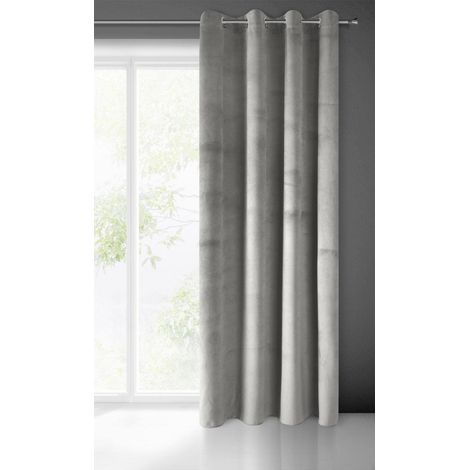 Eurofirany Pierre Tenda Velluto, per Soggiorno, Camera da Letto, Moderna, Classica, Occhielli in Metallo. Pezzo da 215 g/m Tessuto, Grigio Argentato, 140 x 250cm (1/4)