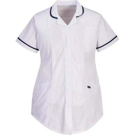 Bata laboral premamá elástico Abertura frontal por cremallera, mujer LW18 XXXL Blanco
