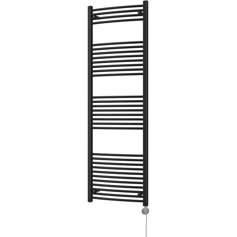 Zennor - Black Electric Towel Rail H1800mm x W600mm Curved 900w Thermostatic (1/3)