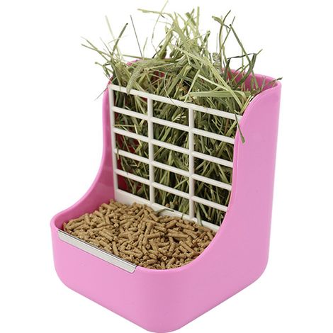 Gamelle pour lapin, gamelle pour cochon d'Inde, distributeur automatique suspendu 2 en 1 pour lapins, mangeoire à foin (1/5)