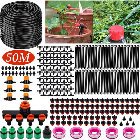 Système d'irrigation Jardin, 285Pcs Kit d'irrigation Goutte, Kit d'irrigation Goutte à Goutte Automatique avec 50m Tuyau, Kit arrosage Automatique pour Jardin pelouse Serre Plantes (1/5)