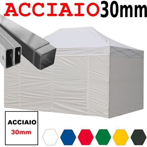 Gazebo 3x4,5 m bianco pieghevole portatile estendibile richiudibile estensibile acciaio con laterali per fiere eventi stand chiosco tenda tendone mercato mercatino (1/5)