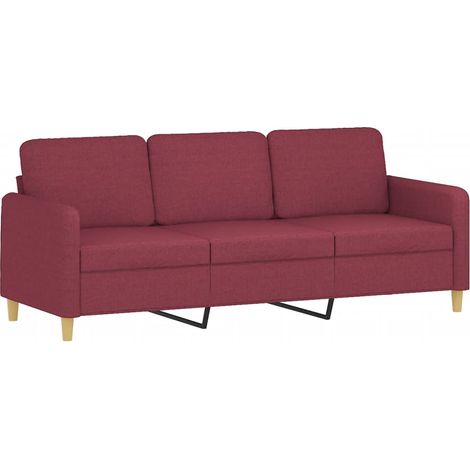 Canapé Sofa à 3 places Rouge bordeaux 180 cm Tissu