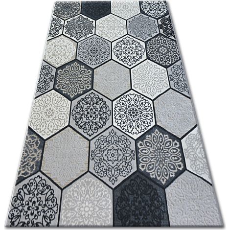 Carpet LISBOA 27212/356 Hexagon Honeycomb Grey grey 80x150 cm