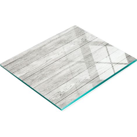 Planche à découper décorative pour la cuisine, en verre trempé et bois, 60 x 52 cm (1/5)