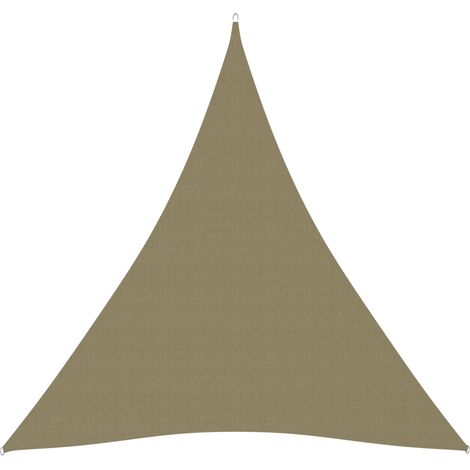 Voile toile d'ombrage parasol tissu oxford triangulaire 5 x 7 x 7 m beige
