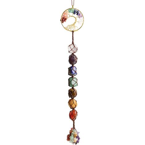 Pierres de chakra - Pendentifs Feng Shui en cristal de guérison - Décoration murale des 7 chakras - Décoration pour remorque de méditation - Décoration de fenêtre - Décoration intérieure (1/5)